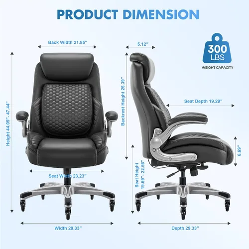 Vista 3 de COLAMY Silla de escritorio ergonómica de oficina con respaldo alto ejecutivo, soporte lumbar emergente, ruedas mejoradas, reposacabezas ajustable