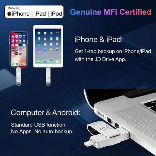 Vista 15 de True Capacity 256 GB MFi certificado iPhone Photo Stick, unidad flash 3