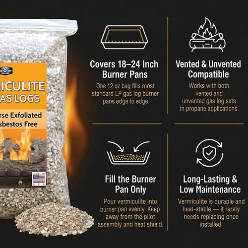 Vista 2 de Midwest Hearth Gránulos de vermiculita para chimeneas de gas - Bolsa de 12 oz