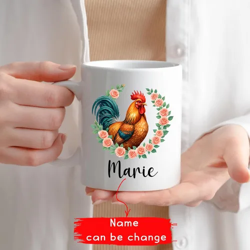 Vista 2 de Taza personalizada con texto en inglés "Just A Girl Who Loves Chick", tazas de cerámica con nombre personalizado para amantes del pollo, regalos