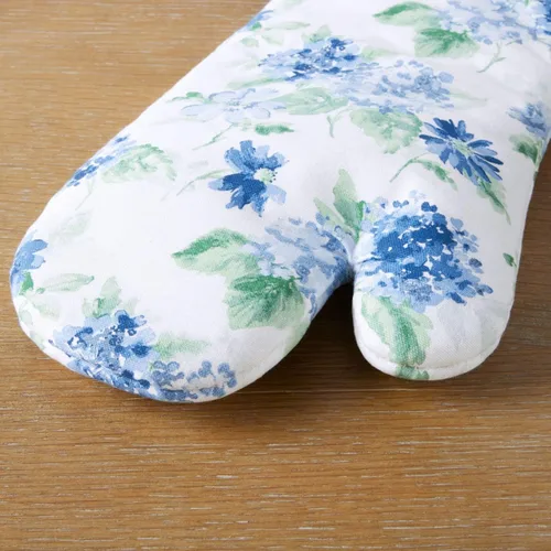 Vista 5 de Martha Stewart Juego de 2 manoplas de horno y agarraderas florales ámbar, azul/verde, OM: 7"x13" y PH: 7"x10