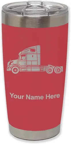 Vista 23 de LaserGram Taza aislada al vacío de 20 onzas, cabina de camión, grabado personalizado incluido (negro)