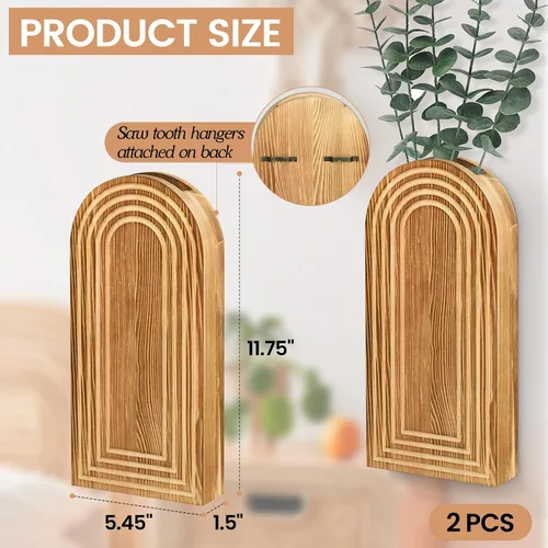 Vista 6 de Paquete de 2 macetas de madera para decoración de pared para plantas de interior, maceta de pared moderna para baño, sala de estar, decoración
