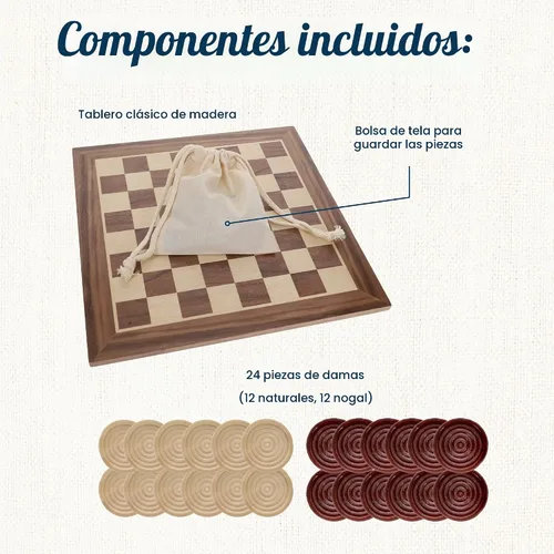 Vista 4 de WE Games Juego clásico de cuadros de madera de la vieja escuela, 12 pulgadas.