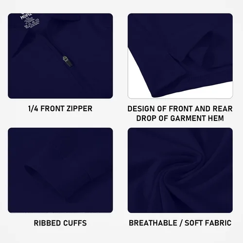 Vista 5 de JINSHI Camisas de golf de manga larga para hombre, polos deportivos con cremallera de 14
