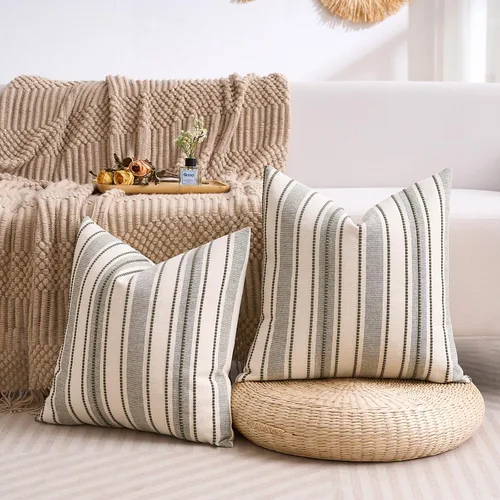 Vista 4 de Fundas de almohada verdes de 18 x 18 pulgadas, fundas de almohada decorativas bohemias de otoño verde y beige para sofá, decoración moderna