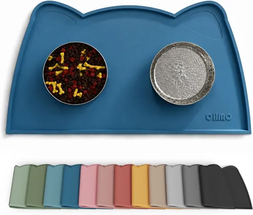 Vista 31 de OHMO - Tapete de silicona para comida para gatos, tapete de alimentación de mascotas para el piso, antideslizante e impermeable, bandeja para agua
