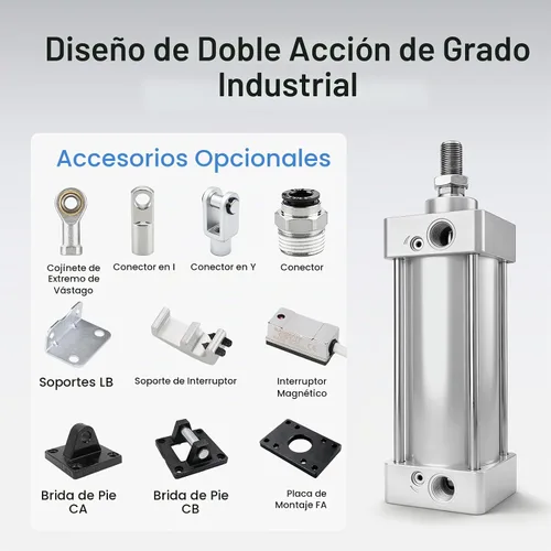 Vista 6 de BAOMAIN Cilindro neumático de aire de 5" diámetro 4" carrera SC125x100