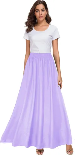Vista 2 de Sinono - Maxi falda retro de chifón para mujer, falda vintage hasta el tobillo