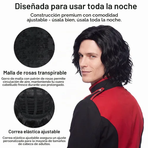 Vista 7 de Yan Dream Peluca rizada negra para hombre, peluca de pelo corto para Negro
