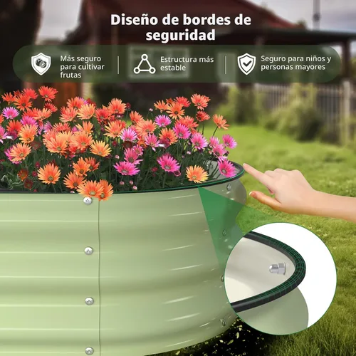 Vista 2 de Kit de Cama de Jardín Elevada Winpull, 4x2x1 pies Caja de Plantación Galvanizada al Aire Libre con Borde de Seguridad, Camas Elevadas Grandes