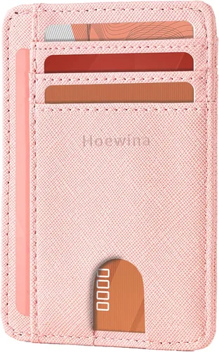 Vista 27 de Hoewina Cartera delgada para hombre, bolsillo frontal minimalista con bloqueo RFID, billetera de cuero delgada para tarjetas de viaje, regalos