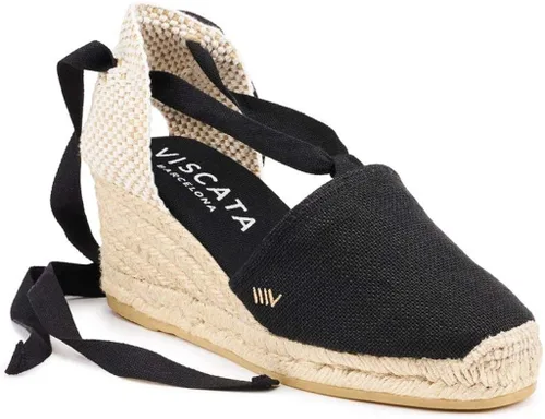 Vista 4 de Viscata Escala Espadrille Canvas Wedges with Sleek Ankle Laces Women's Lace Up shoes Handmade in Spain Organic Cotton Canvas and 100% Natural Jute