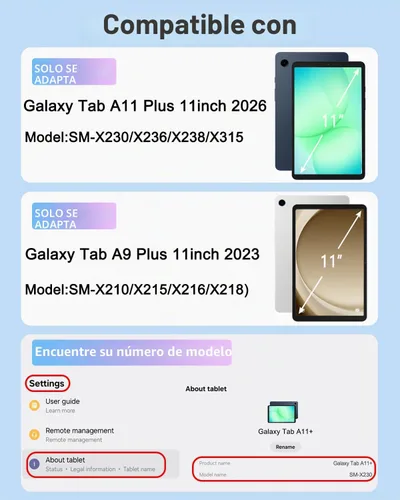Vista 2 de Funda EAMPANG con teclado ratón para Samsung Galaxy Tab A9 Plus de 11 pulgadas (SM-X210/X215/X216/X218), teclado magnético desmontable USB-C
