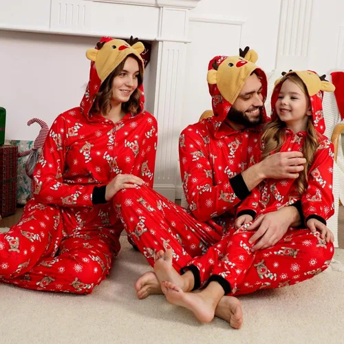 Vista 6 de Adisputent Pijamas de Navidad a juego para la familia, lindos conjuntos de pijamas de manga larga para parejas suaves de una pieza, divertidos