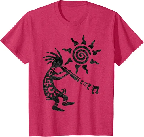 Vista 63 de Native American Kokopelli Musican With Flute 2 - Camiseta divertida para fanáticos, Blanco, S