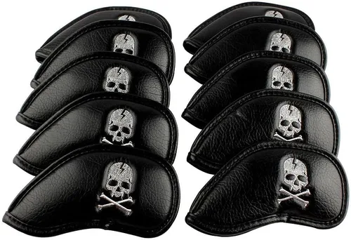 Vista 9 de Craftsman Golf Fundas para Cabezas de Palos de Golf de Calavera Esqueleto Negro para Maderas, Drivers, Híbridos y Hierros