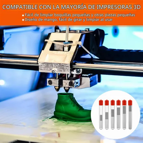 Vista 4 de Kit de limpieza de boquillas de impresora 3D, agujas de limpieza de boquillas de acero inoxidable, kit de herramientas de impresora 3D, limpiador
