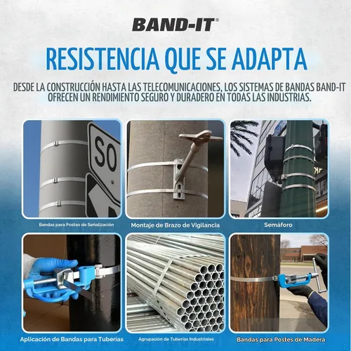 Vista 2 de Herramienta de bandas BAND-IT C00169 Tensor de flejado galvanizado y de acero inoxidable con cortador incorporado para aplicaciones industriales