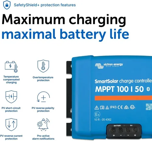 Vista 7 de Victron Energy SmartSolar MPPT Controlador de carga solar (Bluetooth) - Controladores de carga para paneles solares - 100V, 50 amperios, 12/24