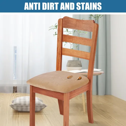 Vista 3 de Smiry - Fundas de asiento de terciopelo para silla de comedor, juego de 2, ajuste elástico, extraíbles y lavables, fundas protectoras de cojín