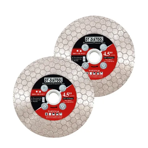 Vista 16 de DT-DIATOOL Disco de corte de azulejos de hoja de sierra de diamante de 4 pulgadas para amoladora angular de eje de 7/8 "- 5/8" para cortar