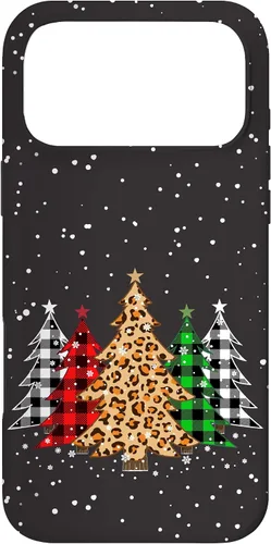 Vista 22 de Funda con diseño de árboles de Navidad con estampado de leopardo y cuadros para iPhone 16