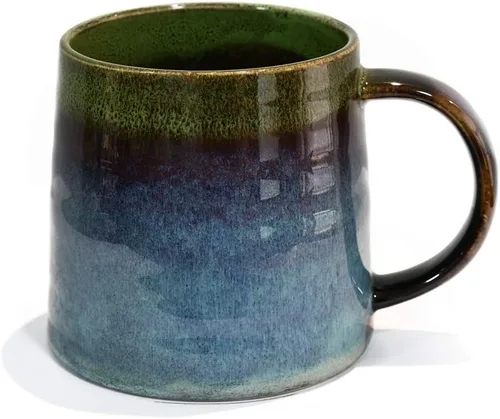 Vista 11 de Taza de café grande de cerámica, taza de té para oficina y hogar, tazas de café de cerámica hechas a mano, 16.5 onzas, aptas para lavavajillas