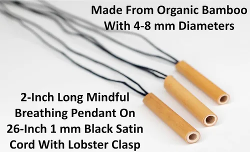 Vista 8 de Paquete de 3 collares de bambú natural de respiración consciente de Stress Straws para meditación y ansiedad, Bambú
