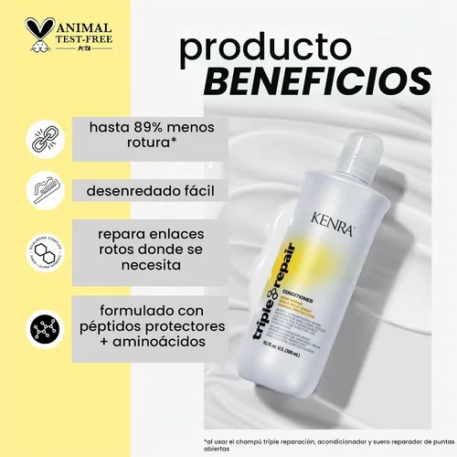 Vista 2 de Kenra Triple Repair Conditioner Targets & Repairs Weak or Broken Bonds Split Ends Damaged Hair Bond Builder Sulfate-Free