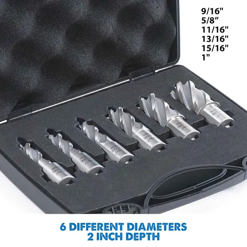 Vista 2 de Evolution Power Tools Kit de Cortador Anular para Taladros Magnéticos/Mag, Broca de 1 Pulgada de Profundidad, Ancho Mixto de 7/16 a 1-1/8 Pulgadas