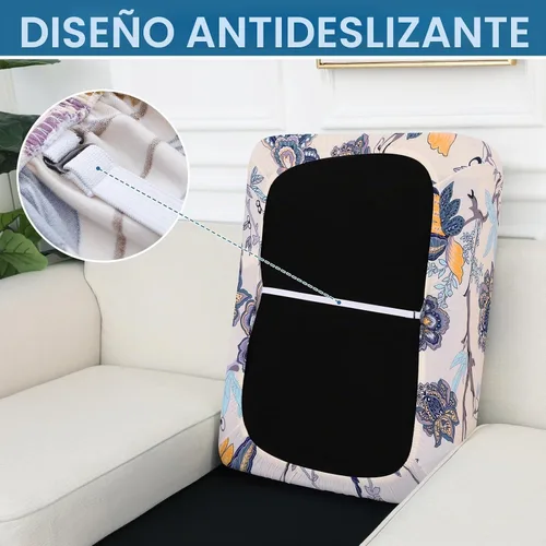 Vista 4 de Smiry Fundas de cojín de sofá estampadas, fundas elásticas suaves para sofá, fundas de sofá lavables antideslizantes, protector de muebles para Beige