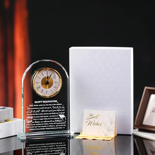 Vista 5 de Regalos de graduación Qianwei para él y ella - Reloj de cristal Clase de 2025 Regalos de presente para mujeres y hombres, graduados de universidad