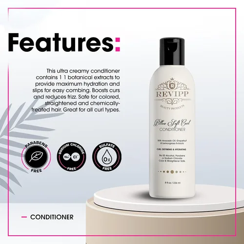 Vista 6 de REVIPP Beauty - Sistema completo de cuidado del cabello - Acondicionador hidratante, champú revitalizante y crema de textura - Obtén los mejores
