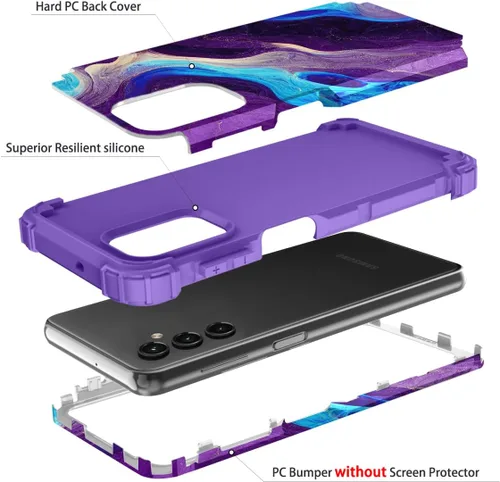 Vista 4 de Hocase Funda para Galaxy A13 5G, resistente a prueba de golpes, protección con parachoques de goma de silicona suave + plástico duro, funda