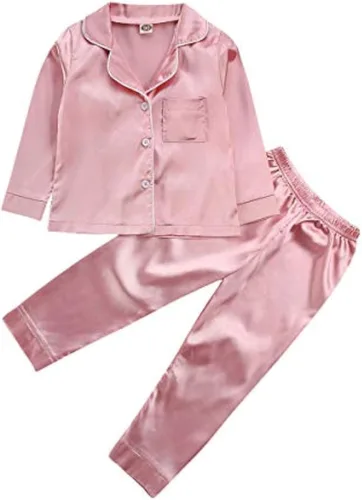 Vista 26 de Conjunto de pijama de manga larga con botones para niña pequeña, conjunto de ropa de dormir