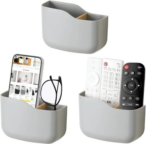 Vista 10 de SUNFICON Soportes de control remoto de montaje en pared, paquete de 3 soportes adhesivos para reproductor multimedia, organizador universal