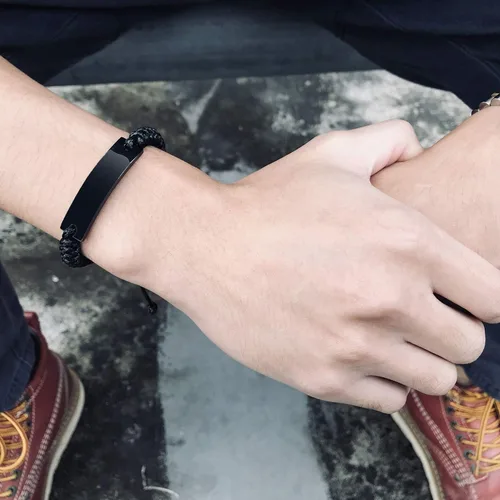 Vista 2 de XUANPAI Custom Bracelet for Couples,Personalized Matching bracelet,Handmade Long Distance Relationship Bracelet Adjustable Rope Couples Bracelet