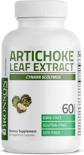 Vista 3 de Bronson Hoja de alcachofa extra fuerte apoya la digestión saludable función hepática saludable, sin OMG, 60 cápsulas vegetarianas
