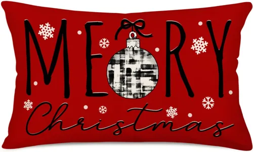 Vista 10 de Holly Jolly - Fundas de almohada navideñas de copos de nieve azul claro, decoración de casa de campo, funda de almohada de 12 x 20 pulgadas, fundas