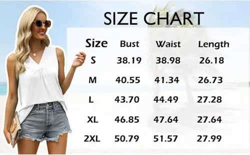 Vista 5 de Glanzition Camisetas de verano para mujer, ajuste holgado, cuello en V, holgadas, suaves y sin mangas