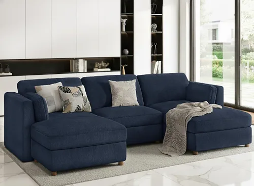 Vista 26 de CUGOAO Sofá biplaza extragrande de 83.5 pulgadas, sofás para sala de estar, sofá nube de felpilla de asiento profundo, sofá modular seccional, funda
