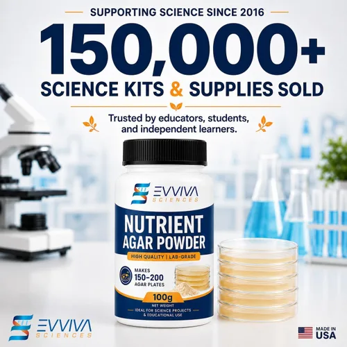 Vista 5 de Polvo de agar nutritivo de 3.53 oz – Evviva Sciences – Hace más de 150 a 200 platos de agar Petri – Fácil de usar – Grandes proyectos de feria