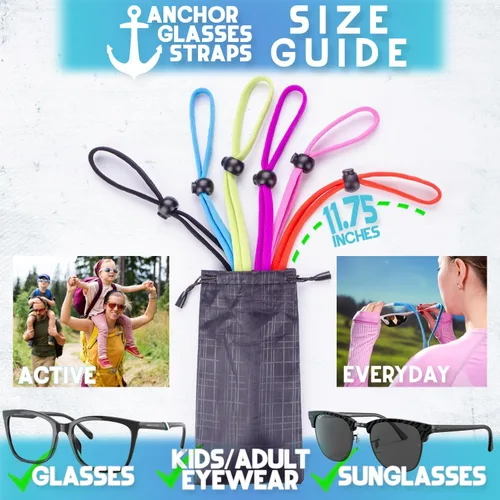 Vista 4 de Correas para gafas Anchor ajustables - Correas para gafas de sol - Correas deportivas para gafas para niños, hombres y mujeres - Soportes atléticos