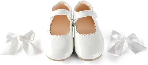Vista 2 de Zapatos planos con lazo de cinta para niñas y bebés, vestido de princesa Mary Jane
