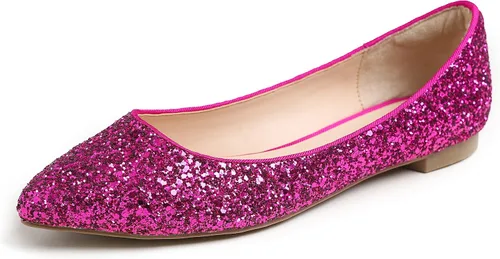 Vista 37 de FEVERSOLE Zapatos planos de ballet de patente para mujer, color macarrón colorido Beige