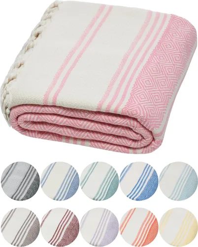 Vista 17 de DEMMEX Organic Diamond - Toalla turca de baño y playa 100% algodón turco certificado Oeko-TEX, ultra suave, de secado rápido, ligera, compacta