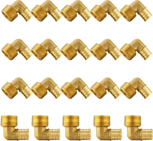 Vista 17 de Paquete de 5 accesorios PEX, adaptador de codo NPT roscado macho Pex de 1/2 pulgadas x 3/4 pulgadas, accesorios de engarce de latón, para tubería