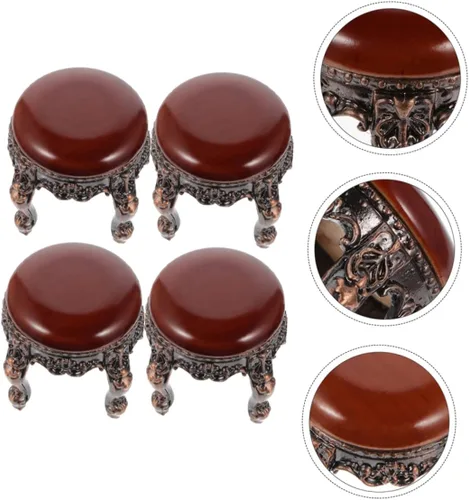 Vista 5 de 4 piezas de mini taburetes de casa de muñecas, muebles de casa de muñecas en miniatura accesorios a escala 1/12, taburete redondo retro para casa