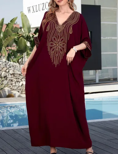 Vista 5 de Bsubseach Vestido de caftán bordado para mujer, manga corta, bikini, salida de baño